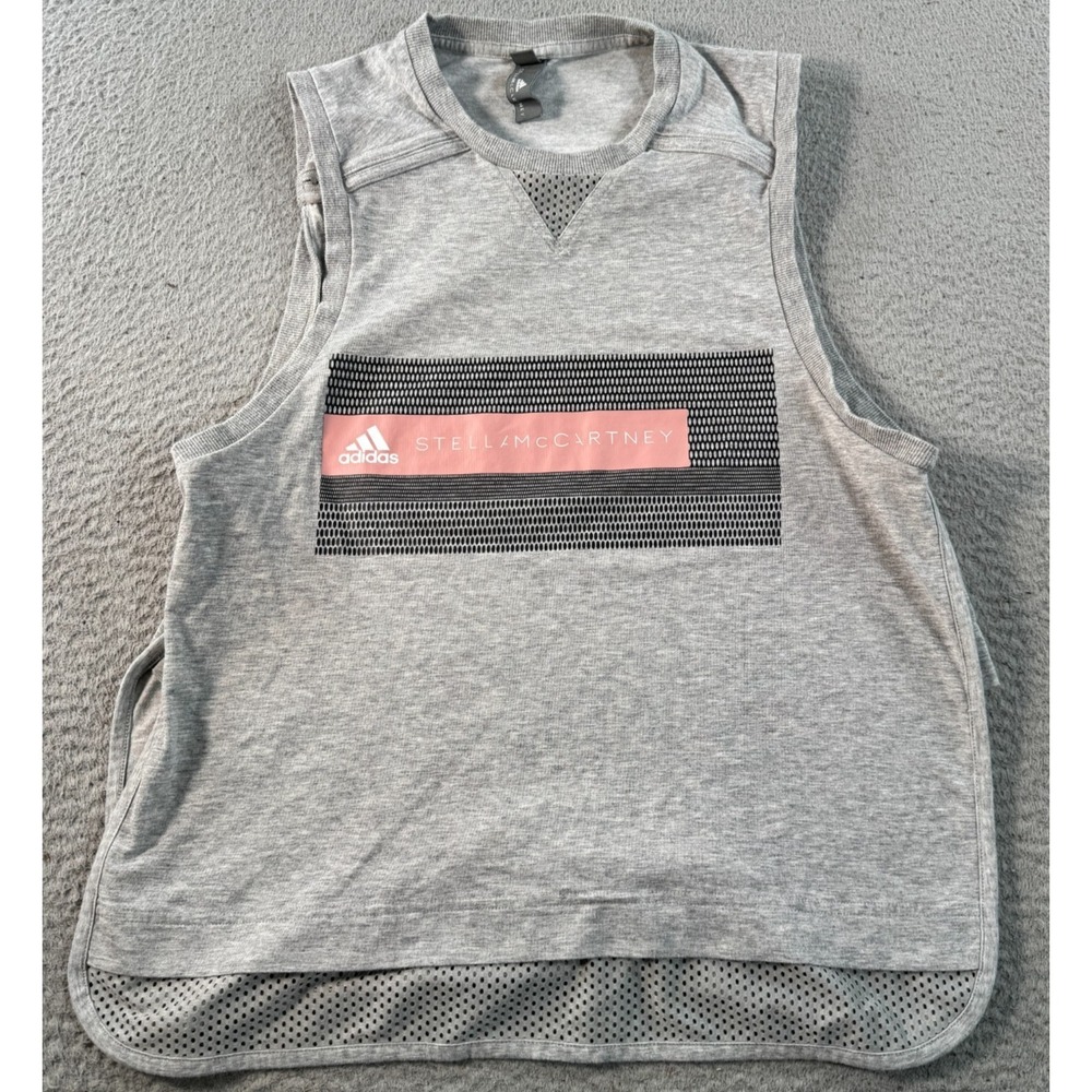 Adidas by Stella McCartney Gray Tank Top with Pink Logo Panel